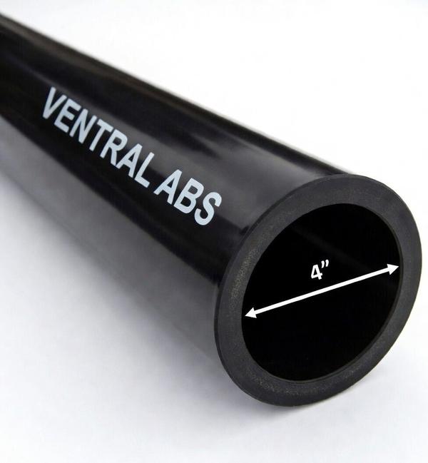 VENTRAL VENTRAL DWV Drain Pipe - Black ABS Custom Size and Length 4" (4.0) Inch