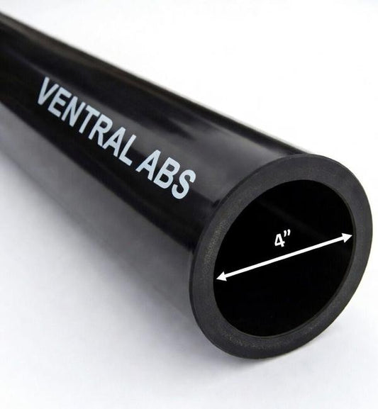 VENTRAL DWV Drain Pipe - Black ABS Custom Size and Length 4" (4.0) Inch