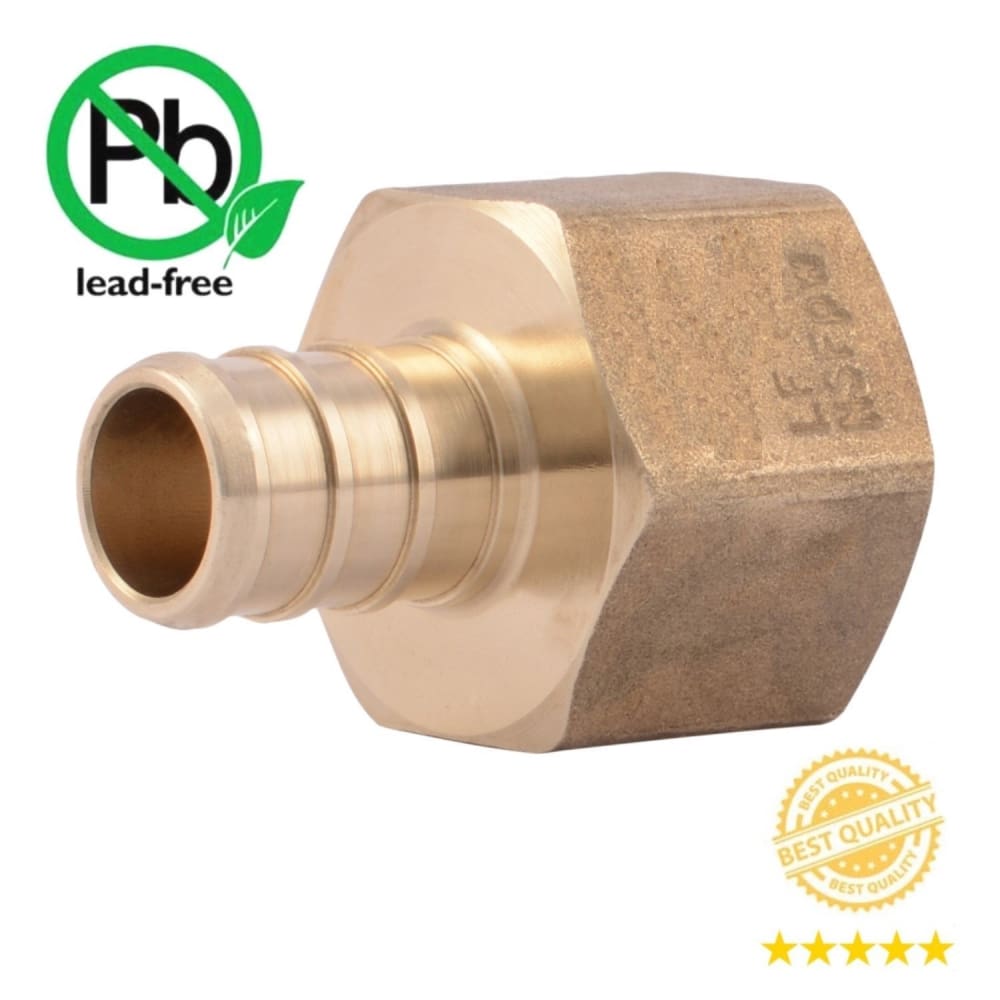 PEX 1/2" x 1/2" Female NPT Threaded Adapter - Brass Crimp Fitting - VENTRAL® 