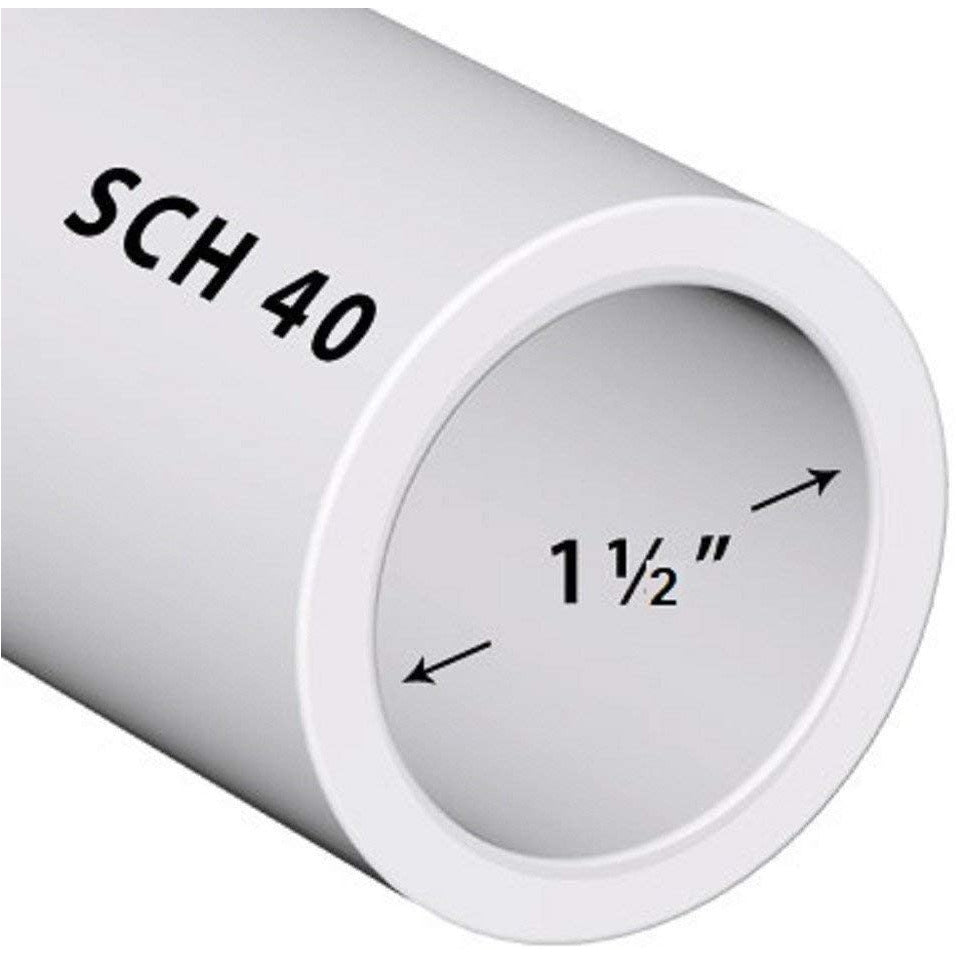 VENTRAL PVC Pipe Sch40 1-1/2 Inch (1.5) White Custom Length