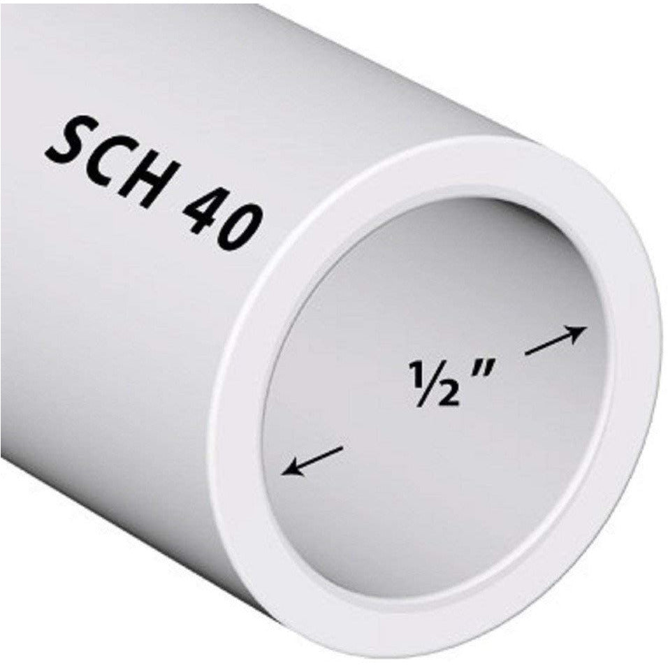 VENTRAL PVC Pipe Sch40 1/2 Inch (0.5) White Custom Length